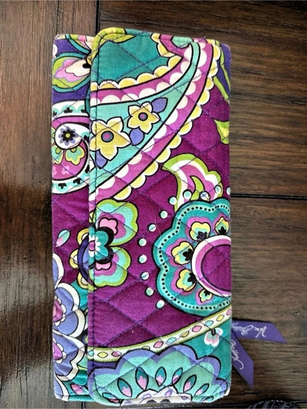 Vera Bradley Trifold Compact Euro Wallet Purple & Blue